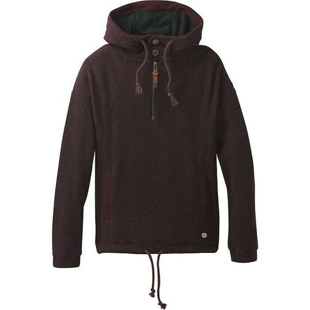 $120 Prana Women Size S Hartlie Wool Blend Pullover Hoodie Long Sleeves Sweater.